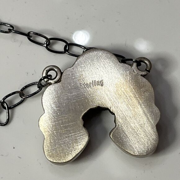 STERLING SILVER NATIVE AMERICAN SW WILD HORSE NECKLACE 16” w/extender Gunmetal - Picture 7 of 10